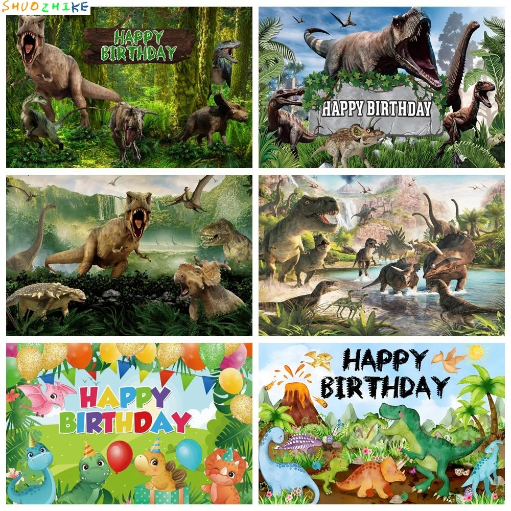 

Dinosaur Backdrop Birthday Party Tropical Jungle World Baby Shower Kids Photo Custom Photography Background Decor Banner Poster