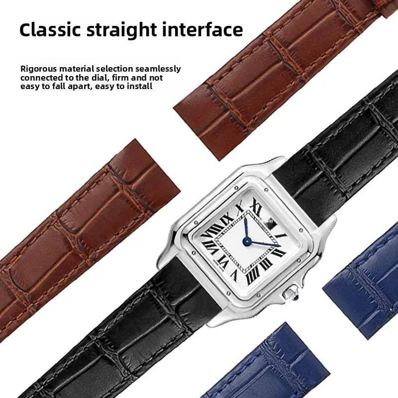 Quick Release 17.5mm 15.5mm Metal interface Watchband For Cartier Santos Dumont Leather Watch Strap Women Accessories Bracelet