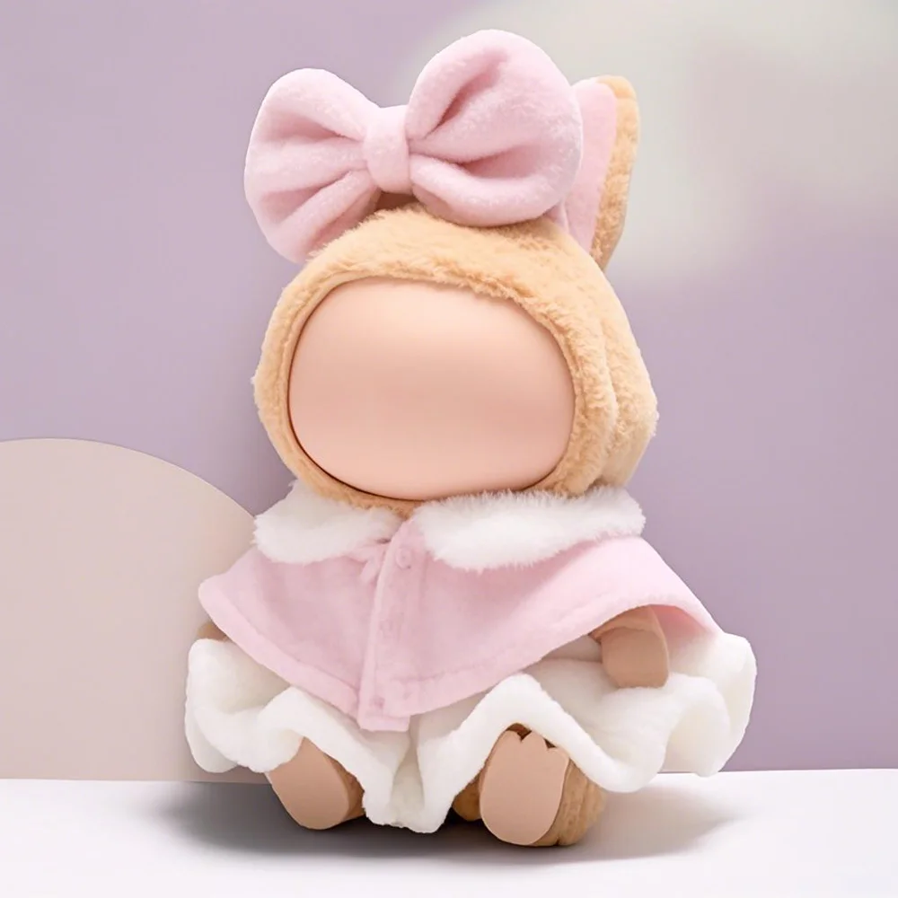 

17cm Plush Doll Clothes Pink Bow Tie Three Piece Doll Costume Toy Clothing Suit Suitable for Keychain Pendants