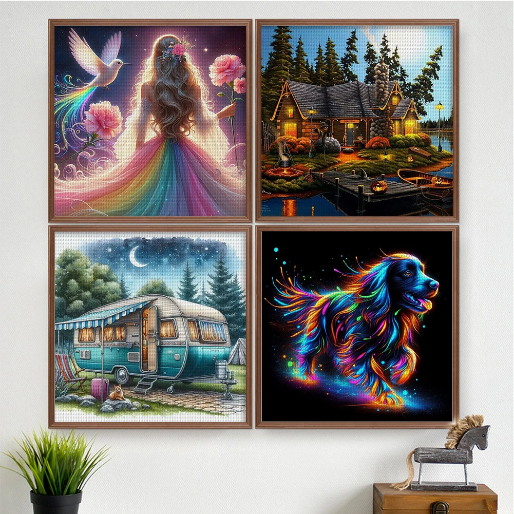 25/12pcs DIY 5D Diamond Painting Set Diamond Art Purple Moon Diamond Painting Full Diamond Embroidery Craft Set Home Wall Decor