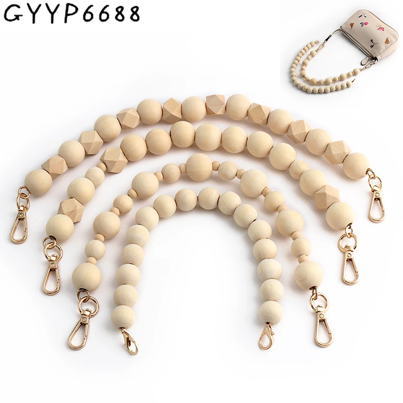 2/5/10PCS 30-60cm Natural Beige Wooden Bead Bags Chain For Wristband Tieback Handbag Phone Handle Chain Replacement Accessories