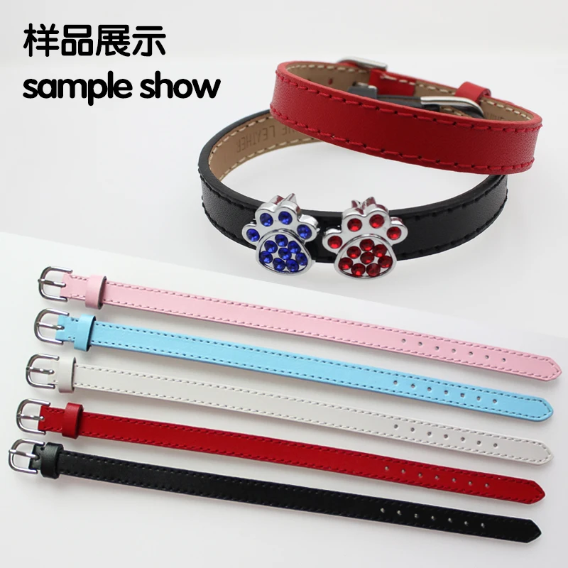 10mm Genuine Real Leather Bracelet For Women Slide Letter Charms Wristband Jewelry Making DIY Pet Collar Keychain Band Gift