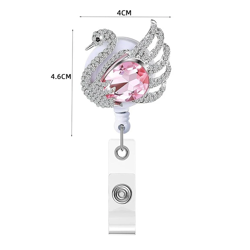 Imagem -06 - Animal Diamond Butterfly Swan Badge Reel Fácil Puxar Tag de Identificação do Pessoal Retrátil Nome Work Pass Card Clip Rotatable