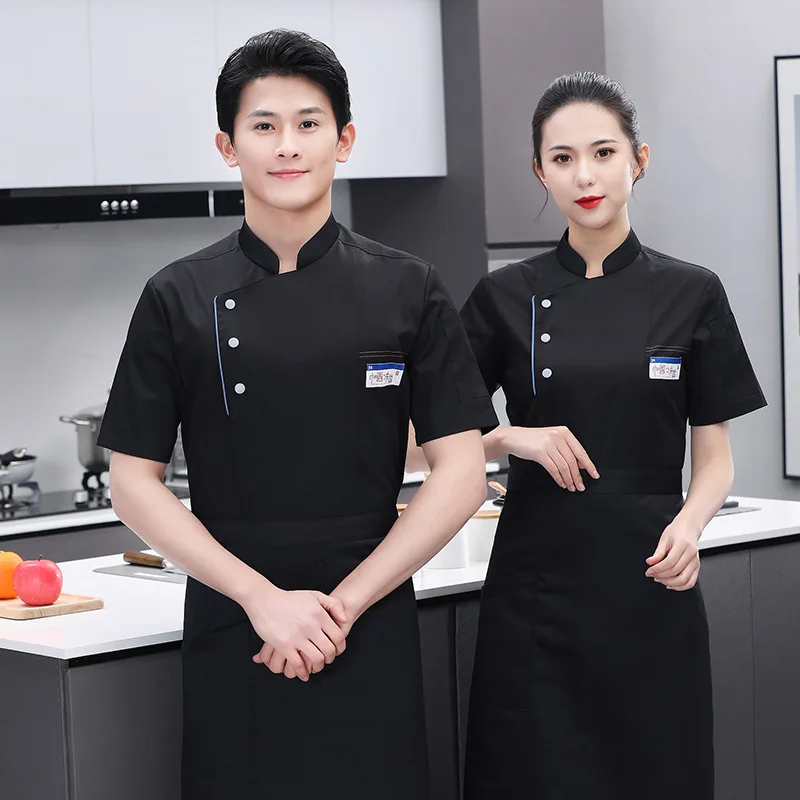 Restaurant chef work clothes for men's short-sleeved thin back strap net hotel baking hotel special chef clothes