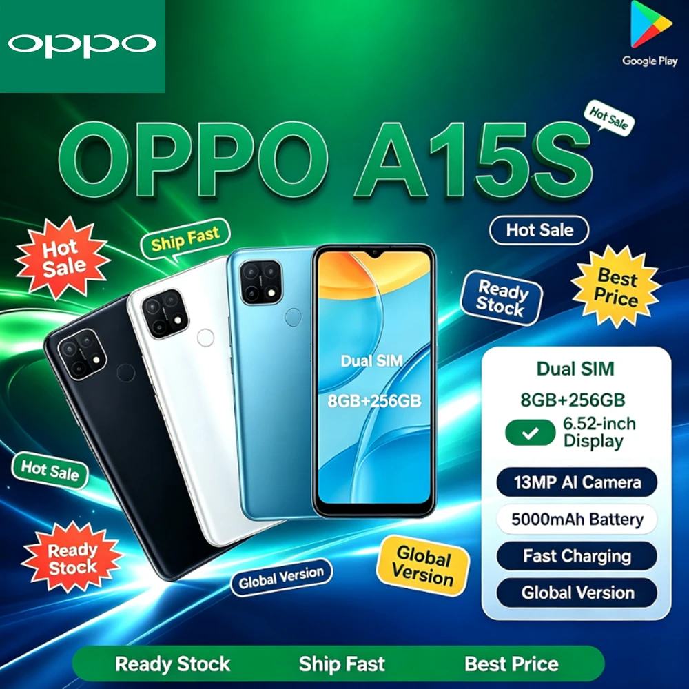 OPPO A15s Smartphone CPH2179 6.52' HD Display Triple Rear Camera Dual SIM 4G Long Standby Budget Phone