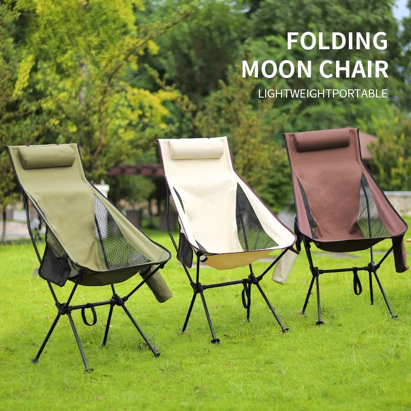 chaise-moon-chaise-pliante-inclinable-d'exterieur-chaise-de-peche-sac-porte-gobelet-avec-coussin-trois-couleurs-au-choix