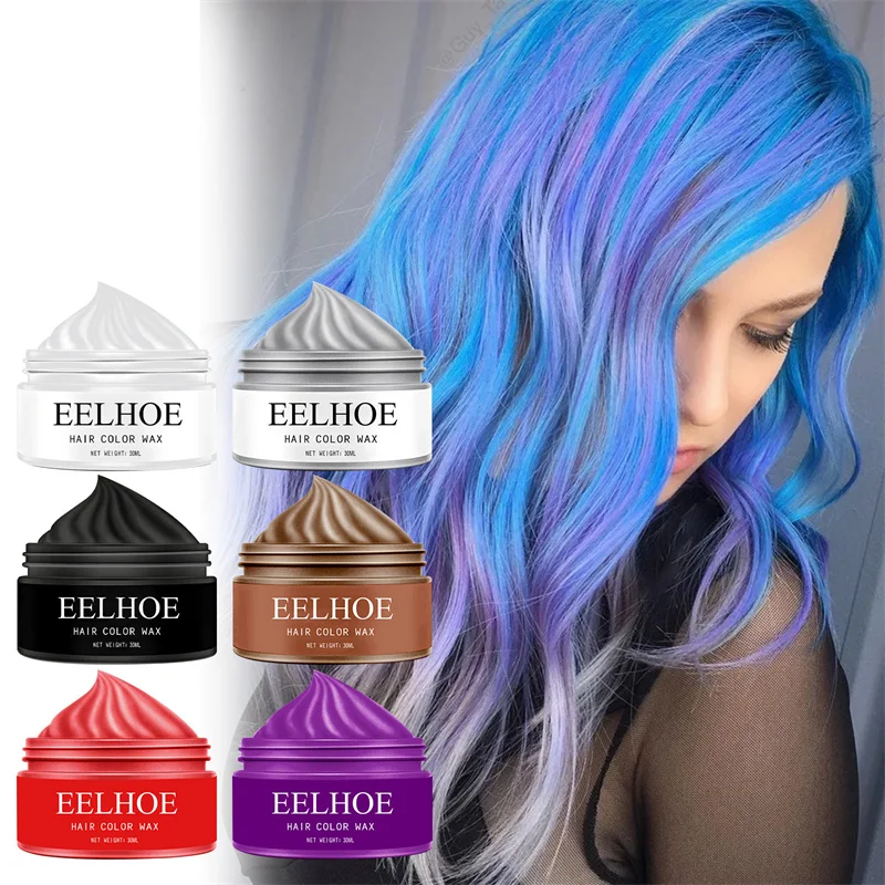 Temporary Dye Hair Wax Gray Colorful Hair Wax Hair Mud Disposable Hair Color Wax One-time Molding Hair Wax Paste Dye Color Cream