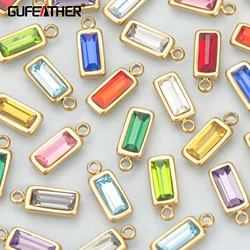 GUFEATHER MF10,jewelry accessories,316L stainless steel,nickel free,zircon,hand made,charms,jewelry making,diy pendants,4pcs/lot