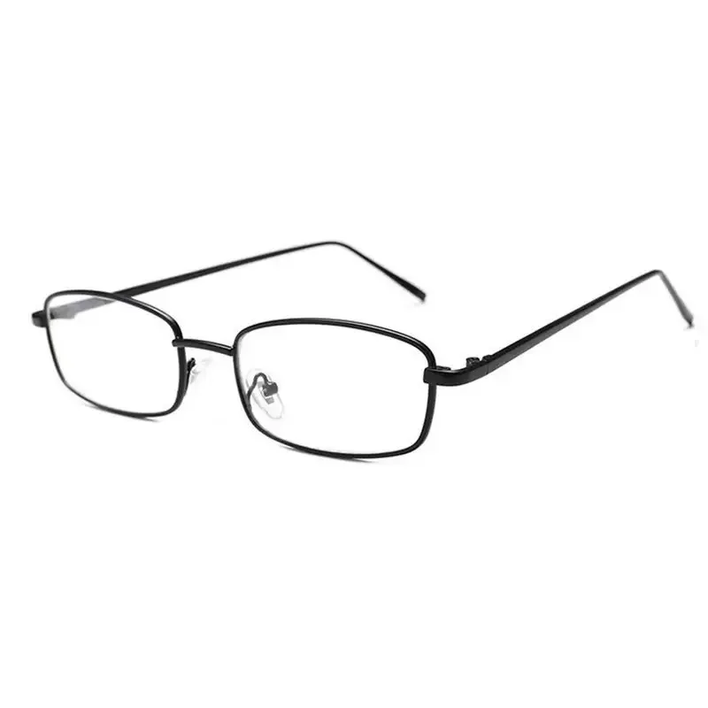 Classic Black Rectangular Eyeglasses, Thin Metal Frame Optical Eyewear for Business Office Daily Use
