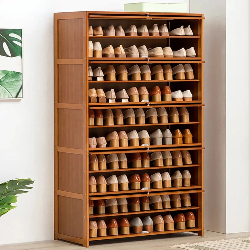 10-Tier Bamboo Shoe Rack Cabinet Wood Shelf St for Shoes Books  Organizer Bamboo Shoe Storage Rack for Entryway