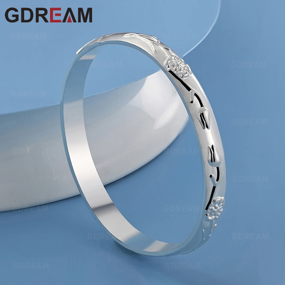 

GDREAM 925 Sterling Silver Embossed Pattern Bracelet For Women - Exquisite And Cute Wedding Party Jewelry