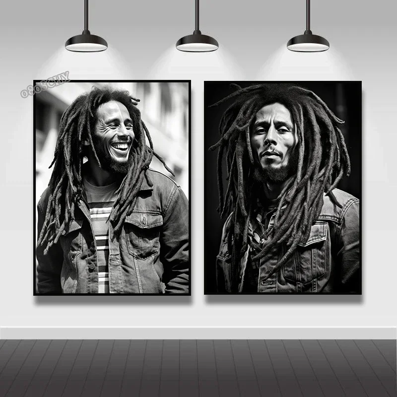 Bob Marley King of Reggae-pintura en lienzo, carteles e impresiones, Mural artístico de pared blanco y negro para el hogar, regalos de decoración para dormitorio de niño