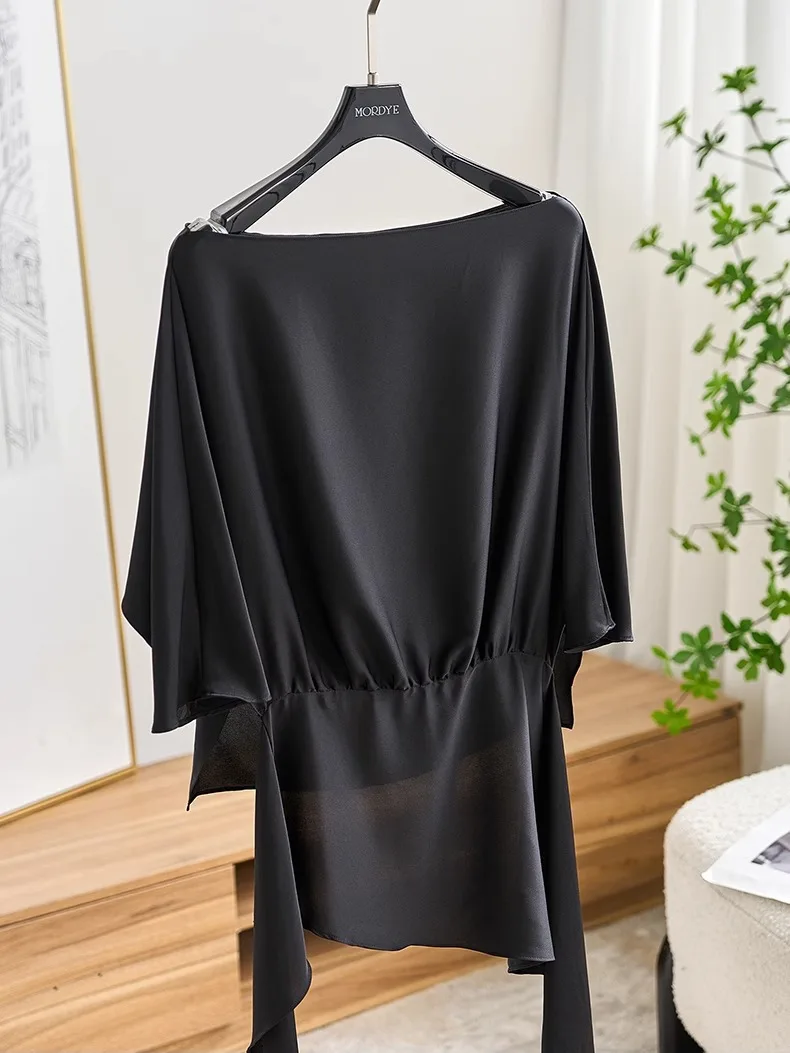 

Ele Bla Silk Blouse Beautiful Personali Slim Fit Women's irt Summer Seasonal Faion Commute Sle Five Sve Length
