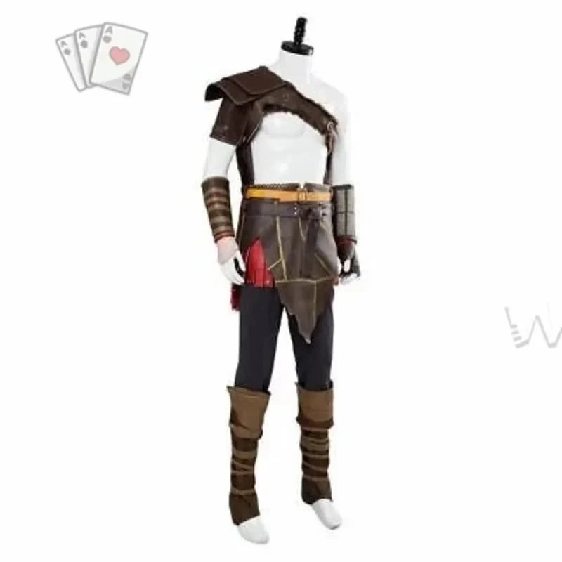 Disfraz de Kratos de God of War 4, Peluca Ragnarok, Traje de Combate, Uniformes de Guerreros, Disfraz para Hombre para Fiesta de Halloween
