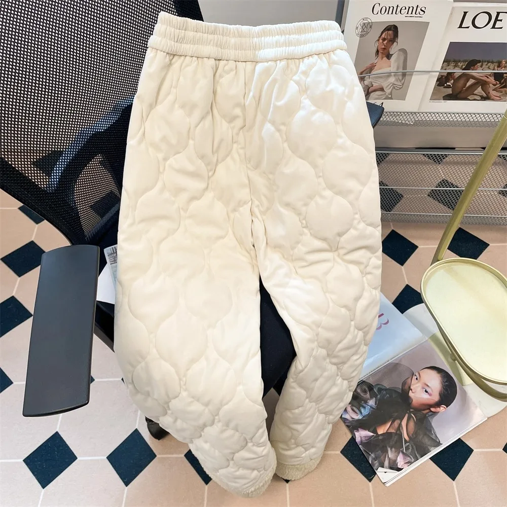 

Vintage Sausage Dog Embroidered Wide Leg Cotton Pants for Men and Women in Winter, New Thickened Fleece Splicing Straight Leg Pa