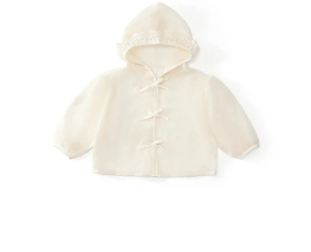 Girls Coat 2026 Summer New Children's Clothing Korean Style Girl Baby Lace Embroidery Sweet Sunscreen Clothes Casual Simple
