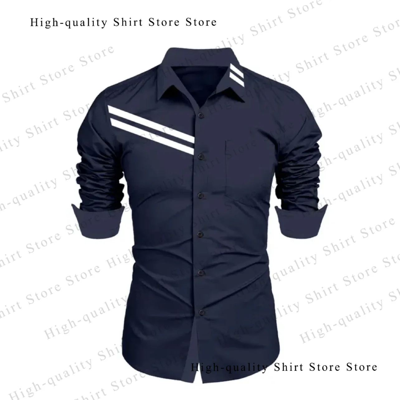 Formal pockets, simple men\'s shirts, casual and comfortable long sleeved collars, fashionable oversized men\'s clothing