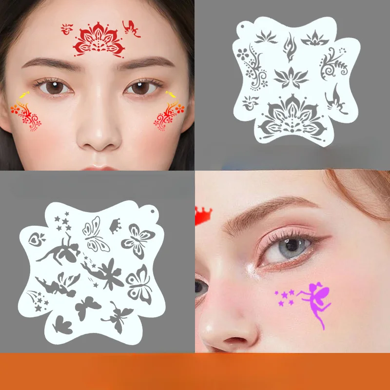 Face painting templates， adults and children,professional body art reusable user-friendly party templates makeup tools ，template