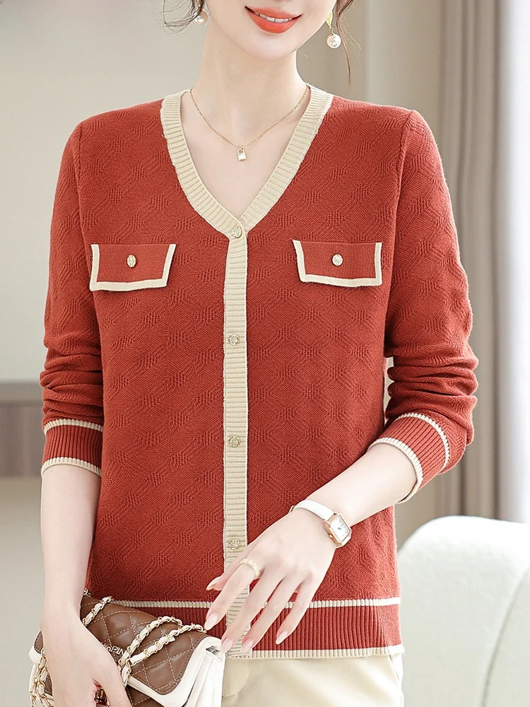 

Модный осенний свитер 2024 для молодых мам: новый тонкий вязаный базовый джемпер для женщин среднего возраста, стильный и модный, на весну-осень