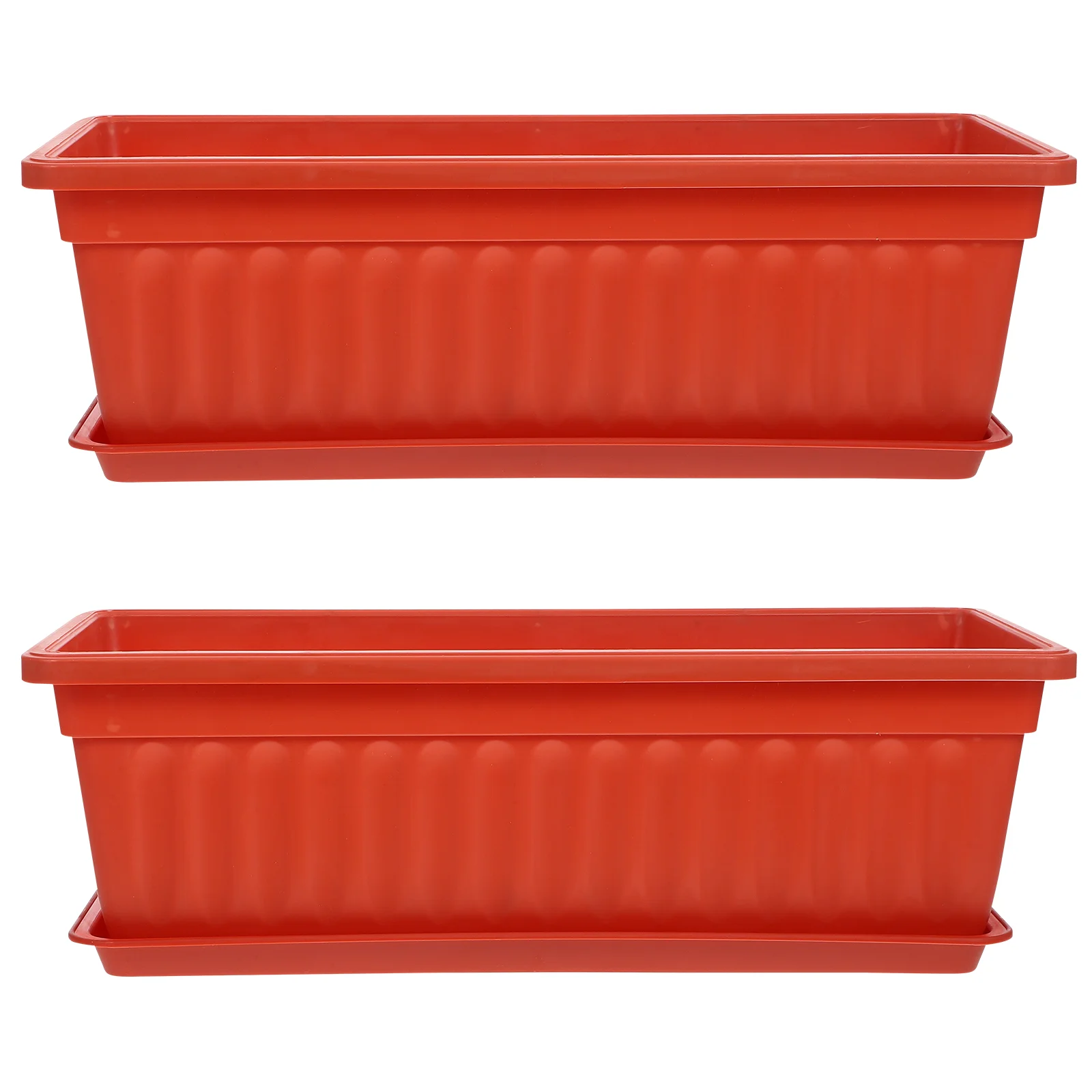 

2 Pcs Plant Pots with Rectangle Saucer Flower Outdoor Rectangular Planters for Indoor Plants Plastic