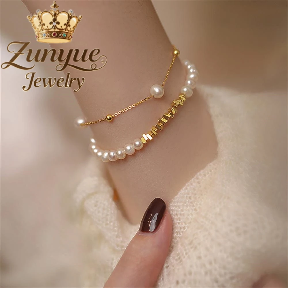 

A Few Ounces Of Natural Freshwater Pearl Bracelets In Broken Silver For Girls, A Unique And High-End Beaded Bracelet Exquisite