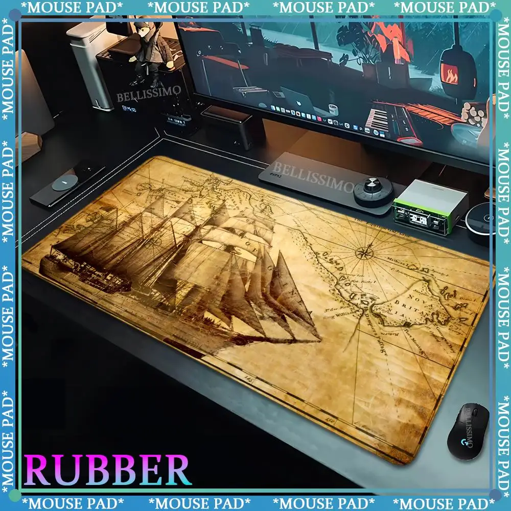 Old World Map Mouse mats Extra Large XXXL Desk Pad Retro Computer Pad Gaming Keyboard Pad 1200*600 MM Rubber Lock Edge Mouse Pad