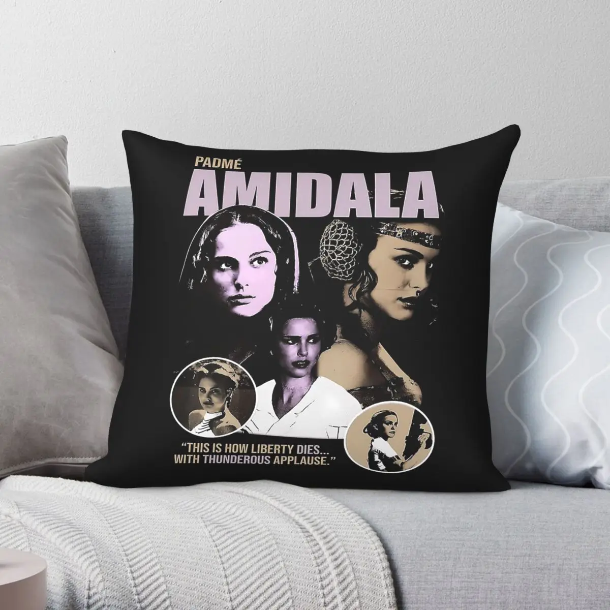 Padmﾩ Amidala Politician Square Housse de coussin décorative en polyester, lin et velours imprimé avec fermeture éclair, housse de coussin pour la maison