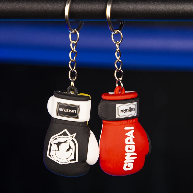 NEW Boxing Gloves Keychains Men punch mini sandbag Plated Sports Key rings Keys gfit for love wholesale Taekwondo single target