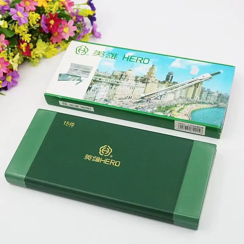 Hero 15pcs H4015 Authentic Compass Set - Metal Engineering Drawing Tools Scolaire Escolar Compasso