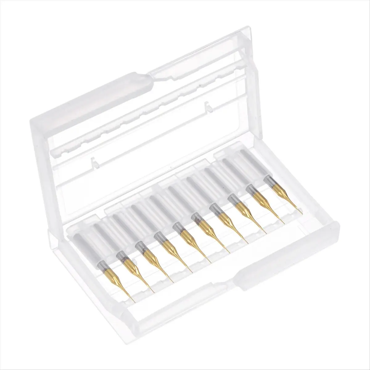 ABJS 10PCS Titanium Coat Carbide End Mill Engraving Milling Cutter CNC Router Bits for PCB Machine, 1/8 Inch Shank 0.3Mm