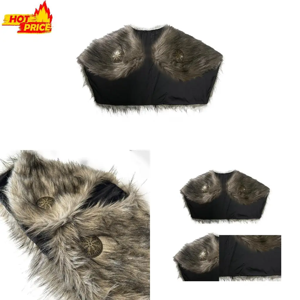 

Medieval Furry Mantle Shoulder Wrap Medieval Furry Collar Men LARP Cosplay Costume Accessories for Halloween Cosplay