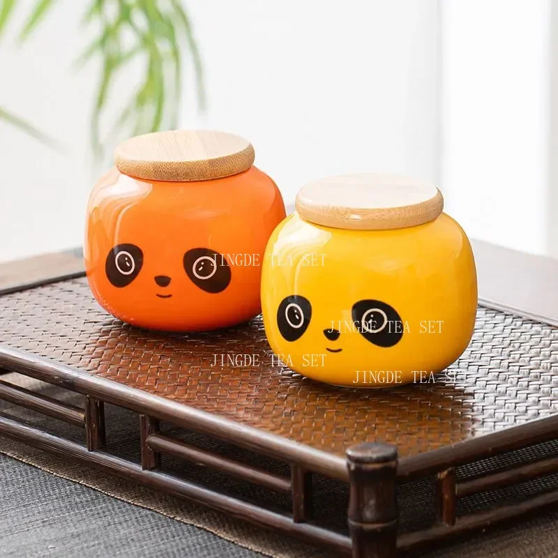 Chinese Ceramic Tea Caddy Multifunctional Storage Can Porcelain Sealed Jar Tea Set Accessories Kitchen Moisture Proof Container