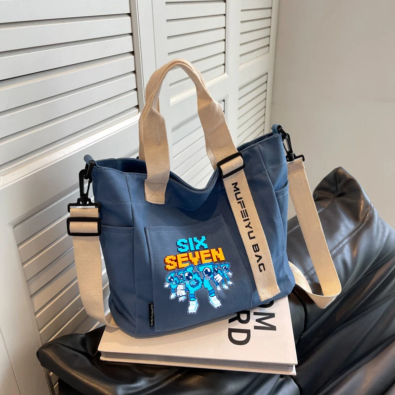 

Six Seven Italian Brain Rot Tote Large Capacity Shoulder Bag Nylon Waterproof Canvas Handbag Simple Fashion Messenger Bags