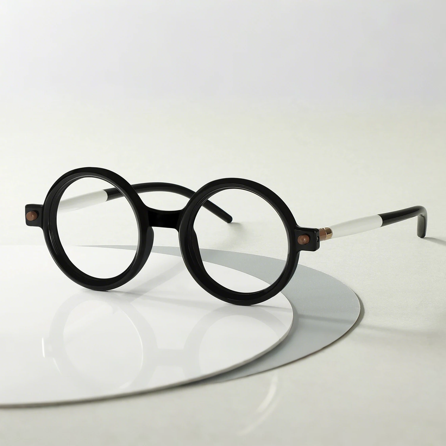 FYTOO Fashion Black-White Round Full-Frame Glasses, For Daily Wear, Face-Flattering, Great Holiday/Birthday Surprise.