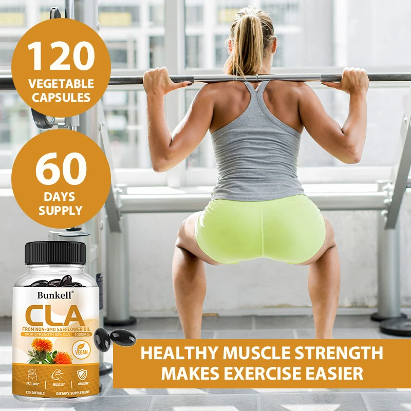 CLA Supplement 1000mg 80% Active Conjugated Linoleic Acid from Safflower Oil - Weight Management, Lean Muscle, Energy Support