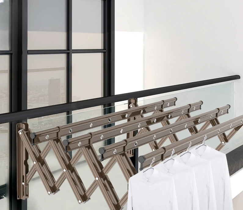 Folding clothes rack outdoor sliding balcony telescopic folding clothes rack can be engineering wholesale