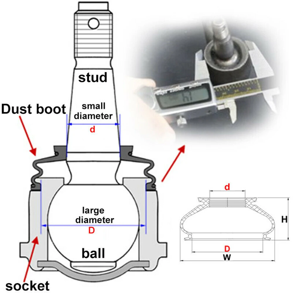 6X Car Control Rod Ball Joint Dust Boot Covers for Steering Suspension 11 25 19MM Rubber Replacement Components
