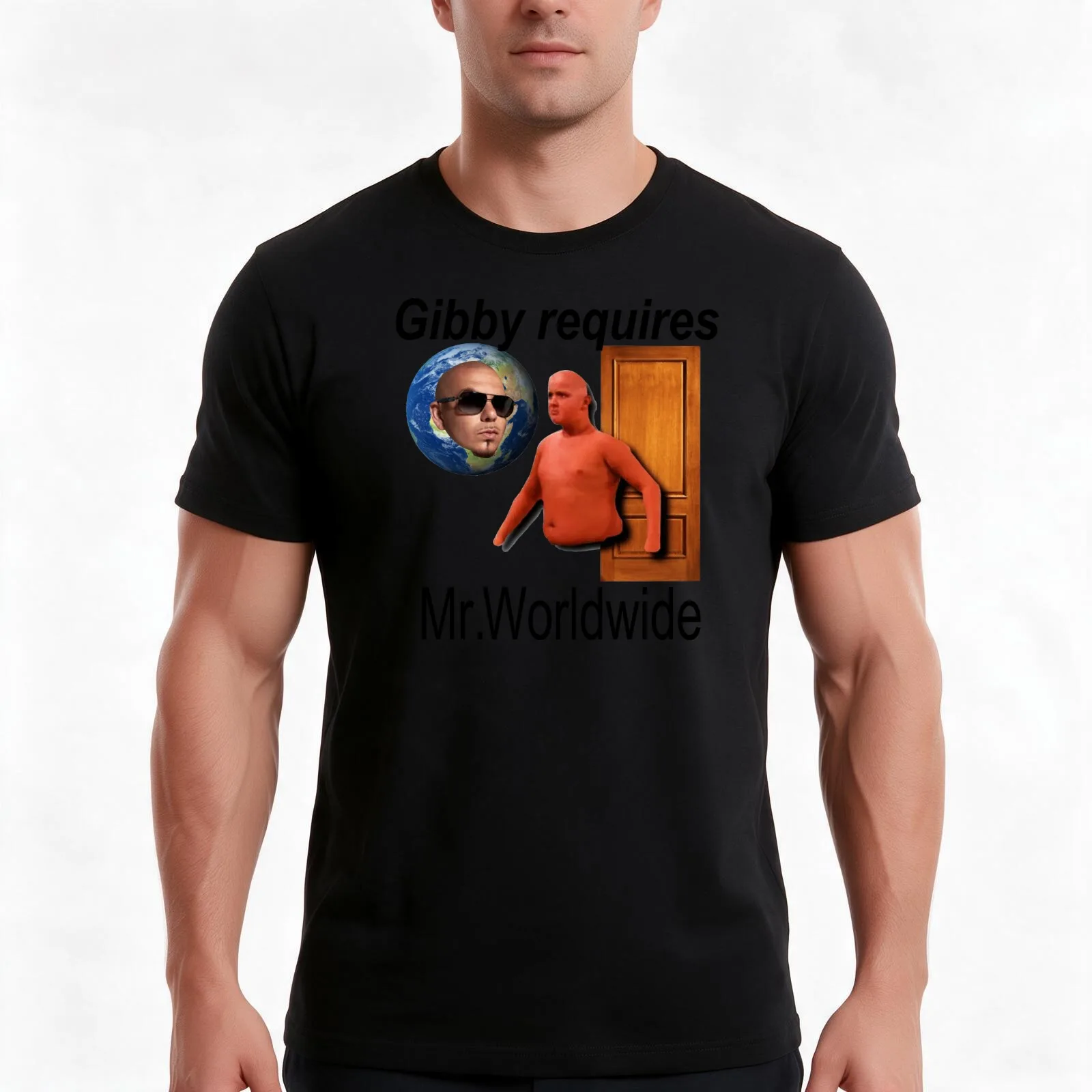 Gibby Requires Mr. Worldwide T-Shirt Summer Casual Cotton Tee Oversized Streetwear Tops Vintage Graphic Print 100% Cotton