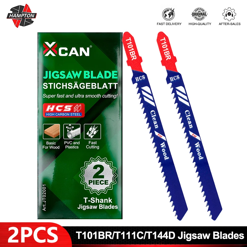 HAMPTON 2PCS HCS Jig Saw Blades Set T-Shaft Sharp Fast Cut Jigsaw Blade For Wood Plastic Metal T111C T101BR T144D