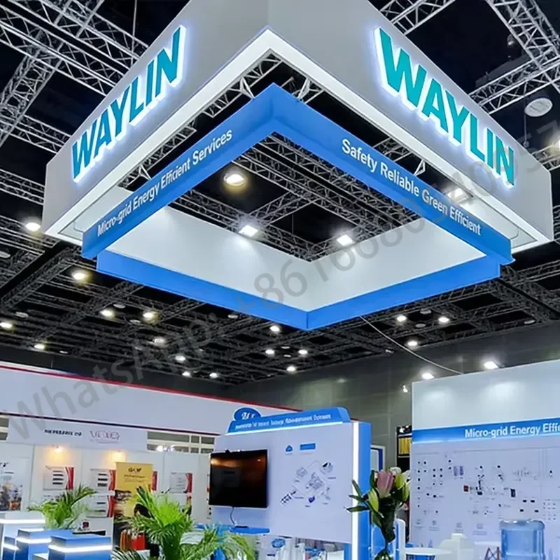 Square Aluminum Hanging Banner Ceiling Advertising Tension Fabric Display Banners Hanging Signs With Illuminated Channel