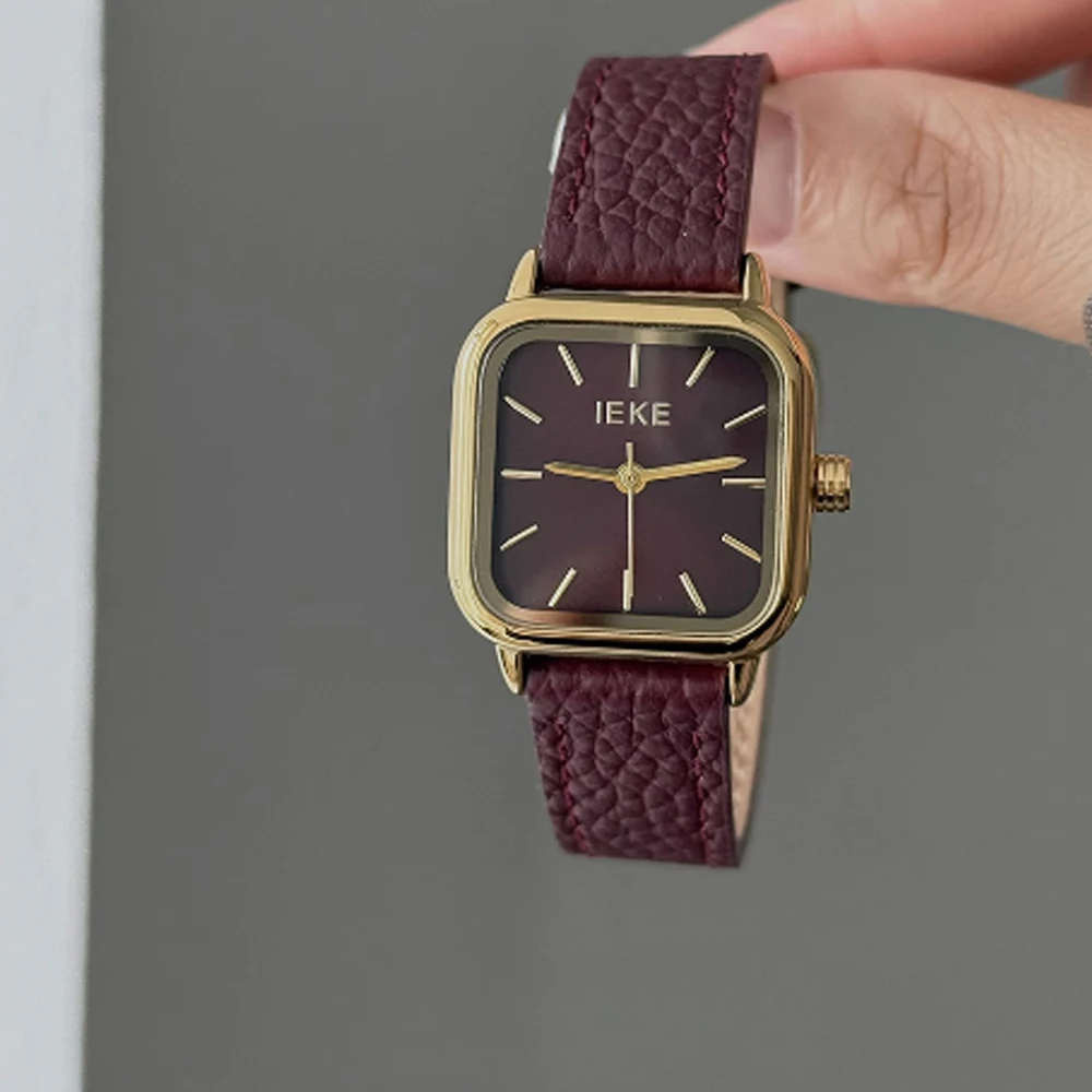 Fashion temperament minimalist luxury square dial with red belt with quartz women's watch