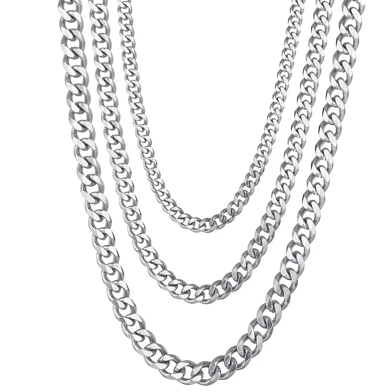 Edelstahl Kubanische Kette Halsketten Für Männer Frauen 3,5 MM 5 MM 7 MM Schwarz Gold Farbe Solide Curb Link kette Punk Mode Schmuck