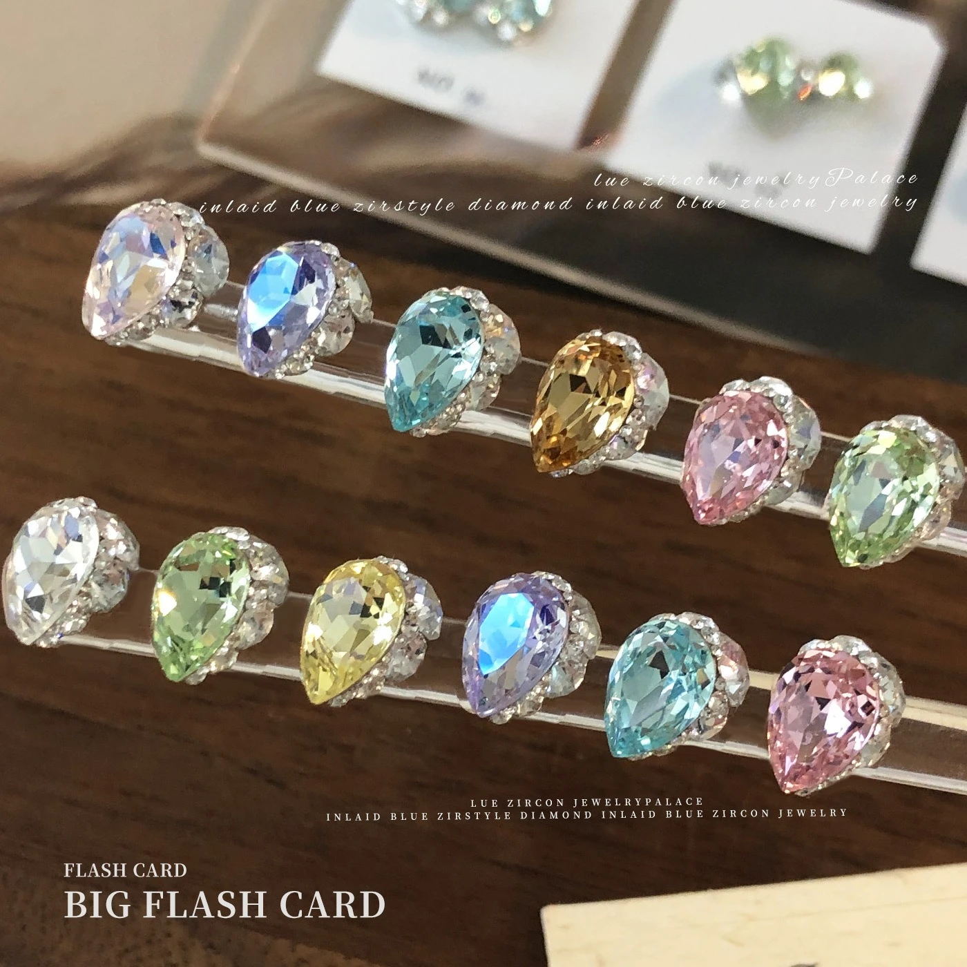 1Pcs K9 Crystal Nail Cluster Charms, Sparkling Baseless Teardrop Light Pink Blue Champagne Purple Pre-made Rhinestone Balls