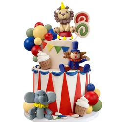 19 PCS Circus Cake Decoration Birthday Cake Decorations Balls Cake Picks for Carnival Birthday Party Supplies Baby Shower Decor