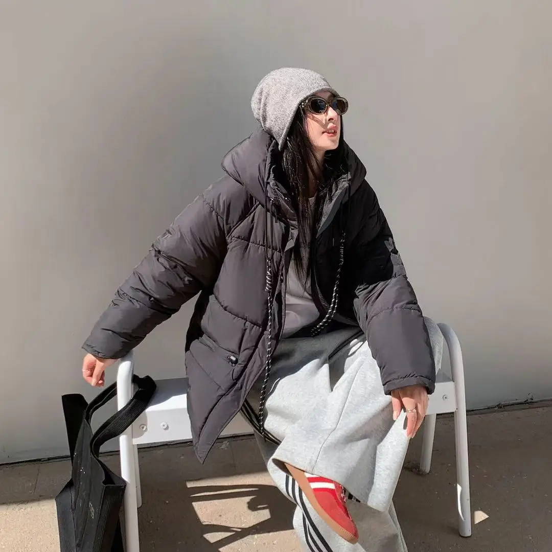 2025 inverno feminino jaqueta de algodão com capuz quente casual commuter jaqueta grande