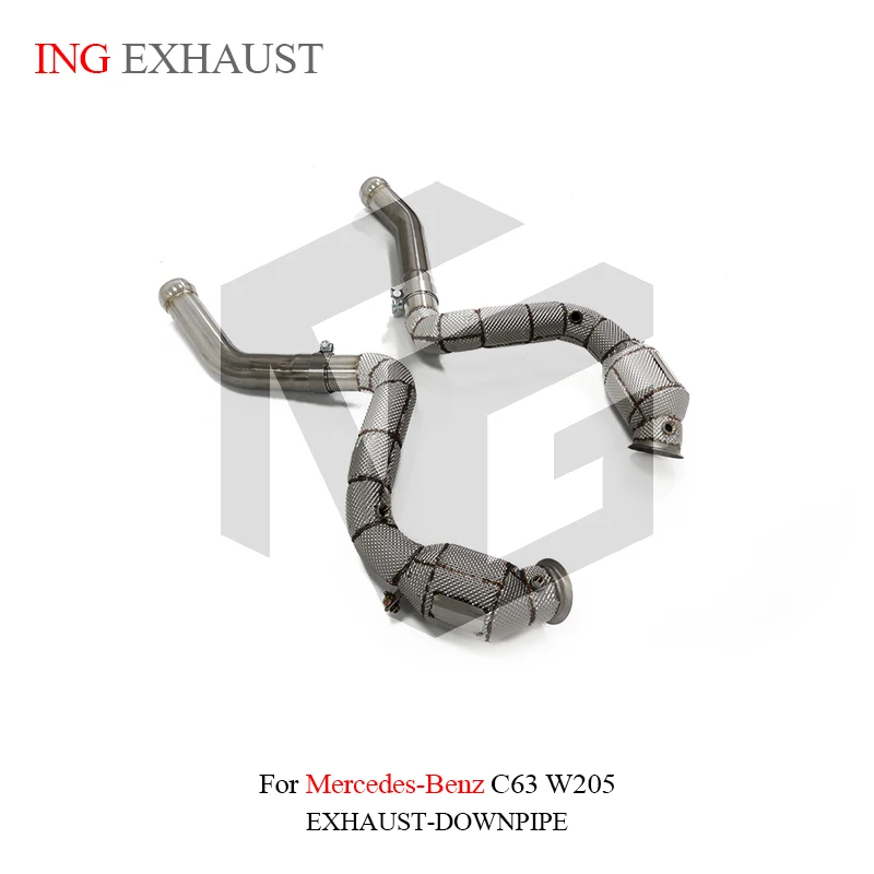 ING Catalytic Downpipe Performance Customize Tube for BENZ C63 W205 v8 Engine Shield Header Power Race Escape Pipe Exhaust