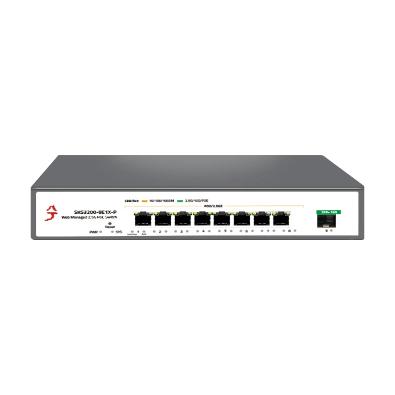 XikeStor Simple L2 Managed POE Ethernet 8-Port 2.5G POE RJ45 1-Port 10G SFP+ Web VLAN/Port Aggregation Surveillance Camera AP