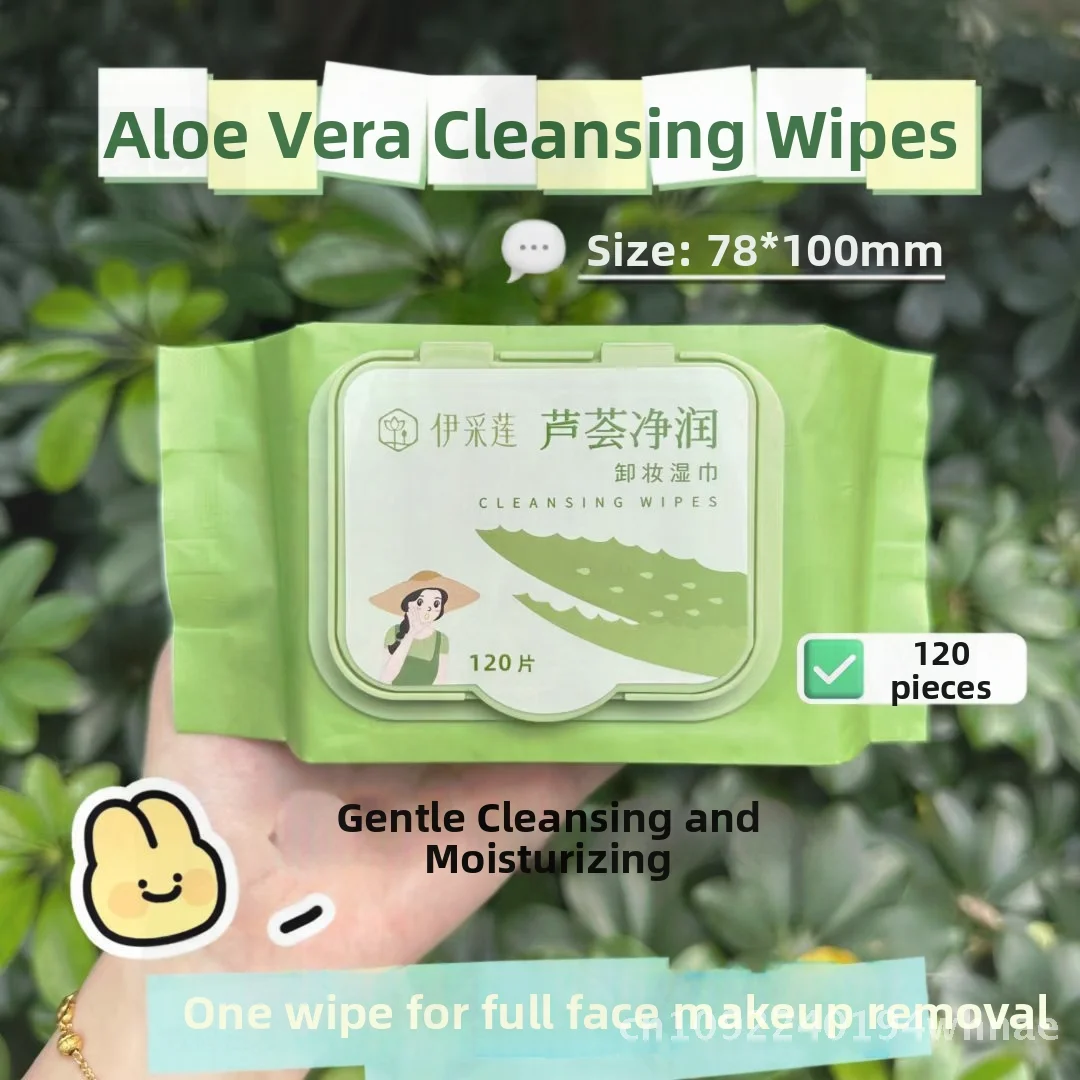 Icelian Floral Extrait d'aloe démaquillant Portable nettoyage en profondeur soins de la peau tissu Non tissé démaquillant lingettes universelles 120
