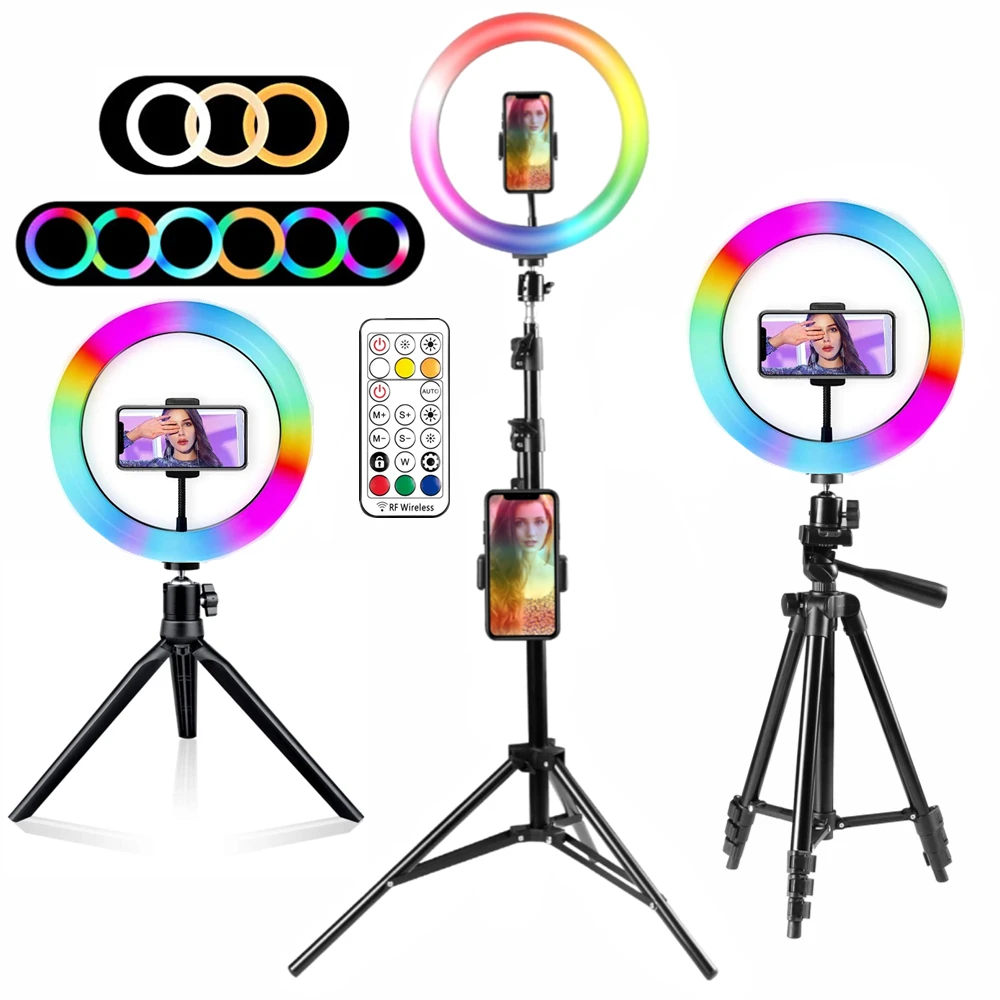 Ring Light Rgb Lamp Ring Round With Tripod For Smartphone Mobile Led Video Light Ring To Make Youtube Photographic Lighting