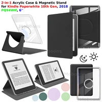 Para Kindle Paperwhite 10ta generación funda 6'' 2018 PQ94WIF 360 °   Soporte giratorio 2 en 1 magnético desmontable acrílico Kindle Funda